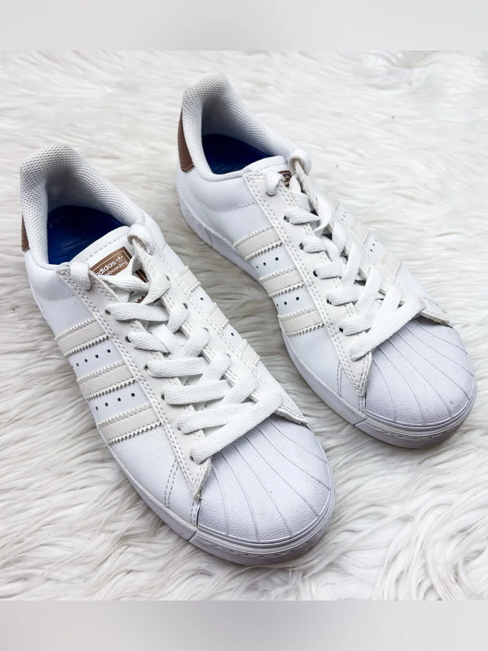 Adidas Superstar Vulc Adv Skateboarding Sneaker Shoe White Copper Womens 5.5